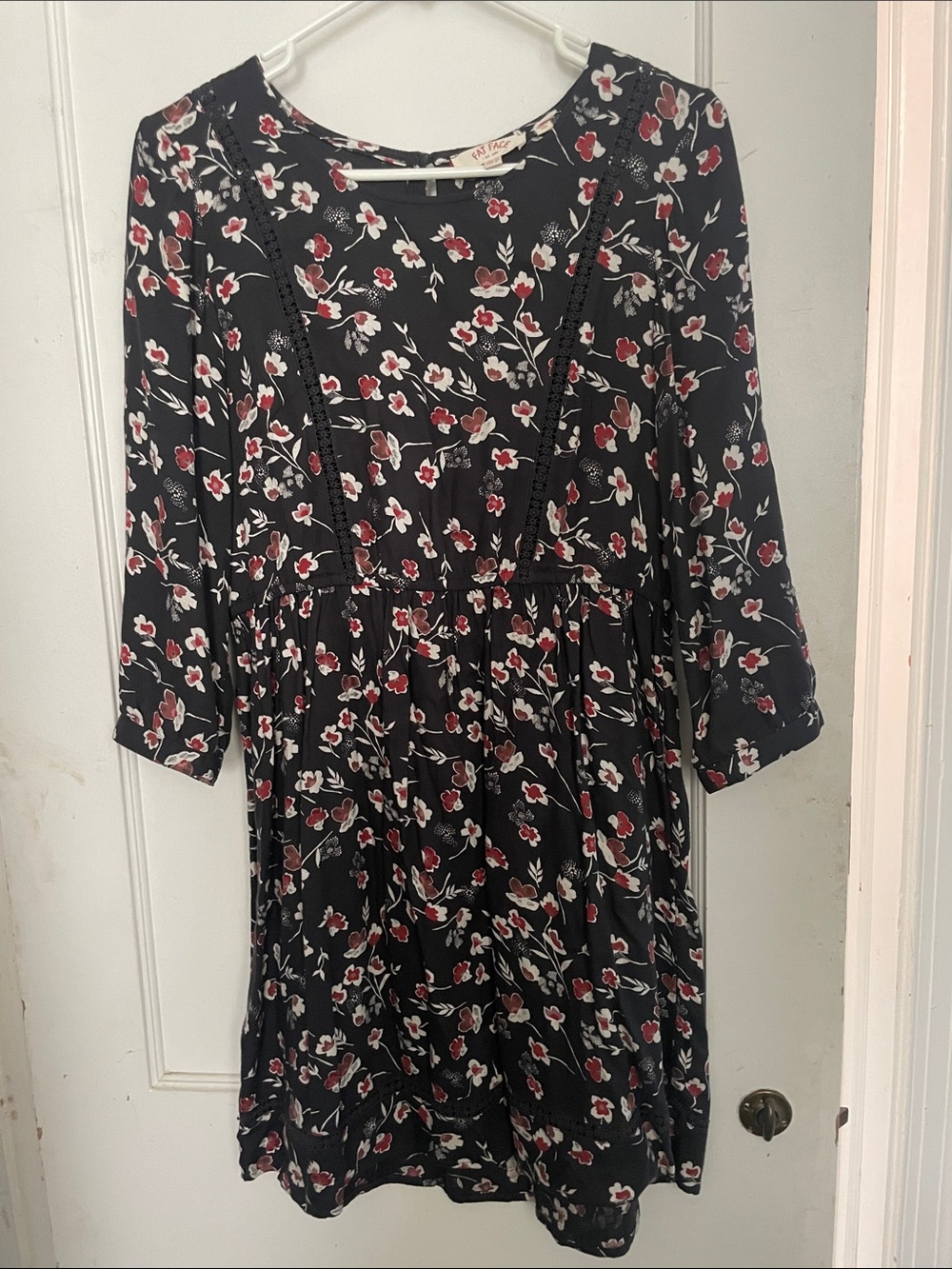 FatFace Black Floral Long Sleeve Babydoll Dress